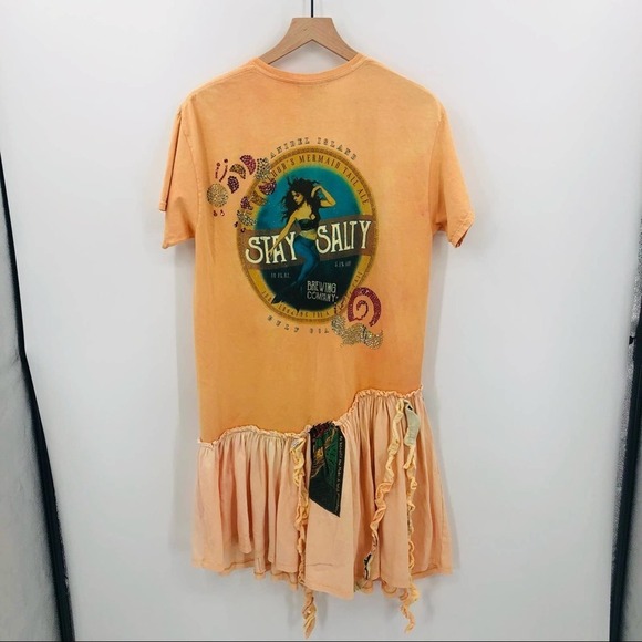 COLLINA STRADA Upcycled Hand Dyed Hand Embellished T-Shirt Dress Size Medium - Picture 14 of 16